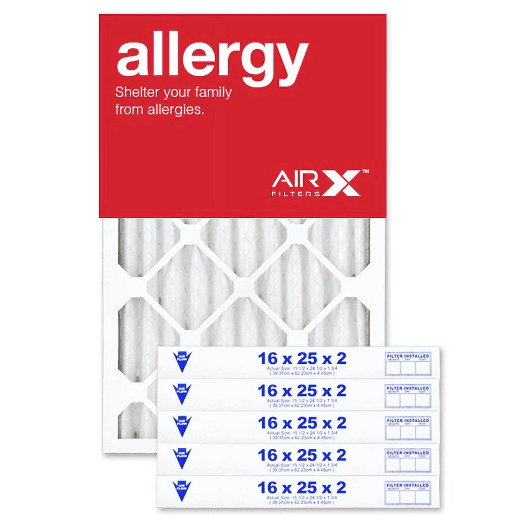 AIRx Filters 16x25x2 Air Filter  11 Pleated   Furnace Air Filter, Allergy 6-Pack, Made in the