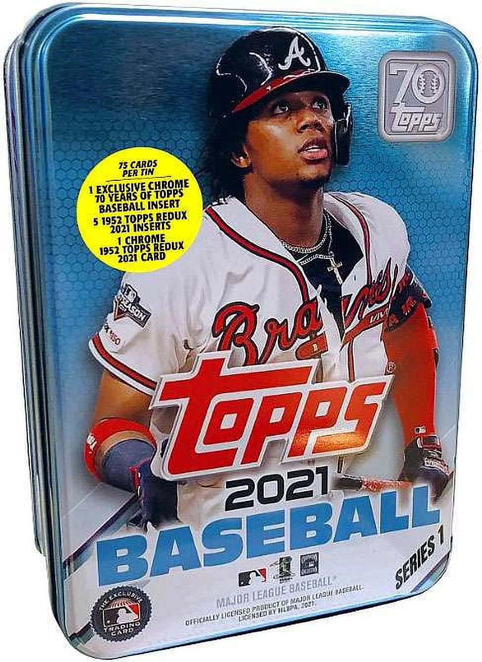Topps  2021 Series 1 Baseball Ronald Acuna Trading Card Tin Set, 75 Cards