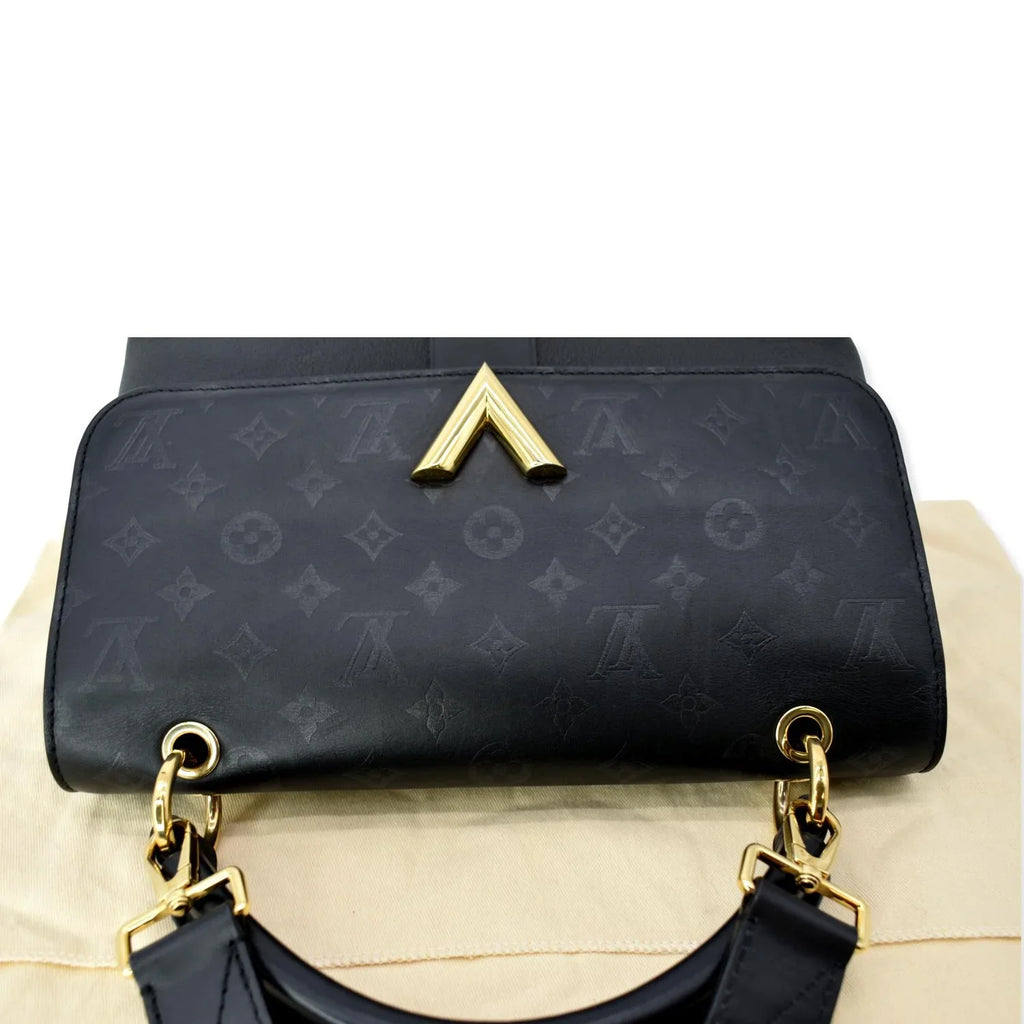 Pre-owned   Very One Handle Monogram Leather Shoulder Bag Black
