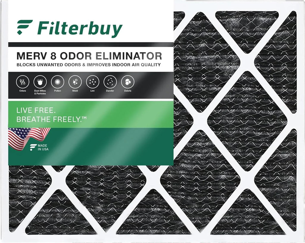 Filterbuy 14x20x1  8 Odor Eliminator Pleated   Furnace Air Filters with Activated Carbon (1-Pack)
