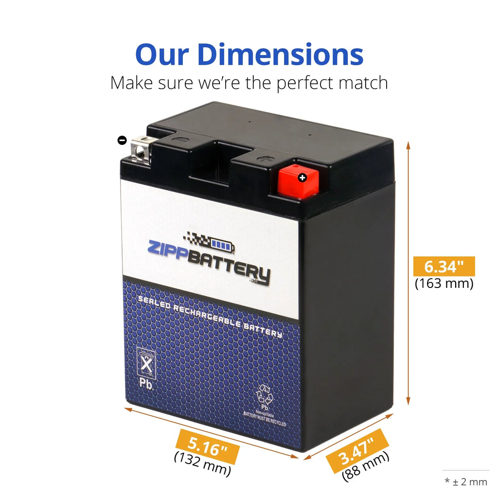 Zipp Battery YTX14AHL- (14AHL- 12 Volt,12 Ah, 210 ) Snowmobile Battery for Arctic Cat Jag Afs L/t 1993