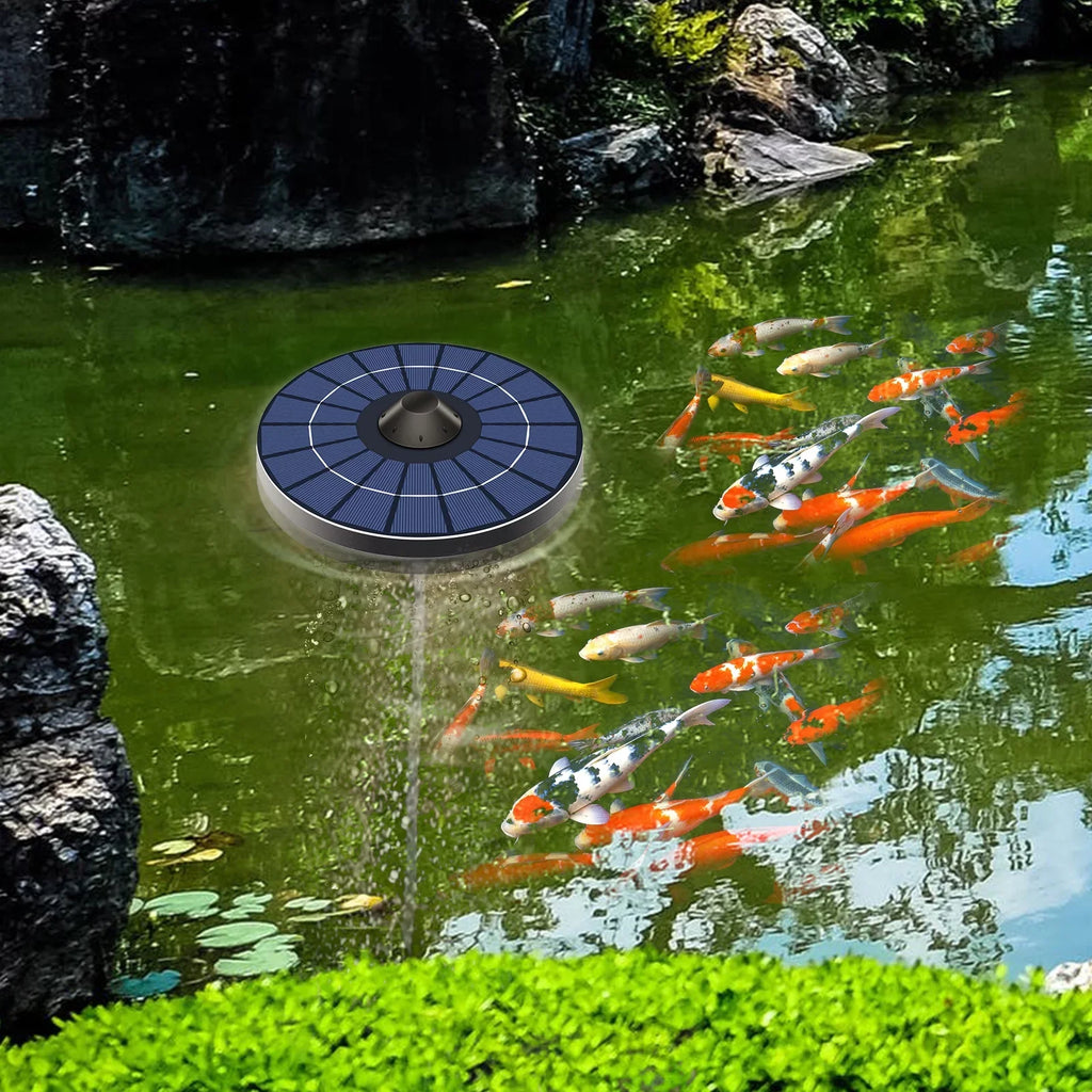 Solar Pond Aerator Pump With Air Hose and Bubble Stone Pond Aerator Fish Tank Oxygenator for Birdbath Fountain Small Pond Circulation