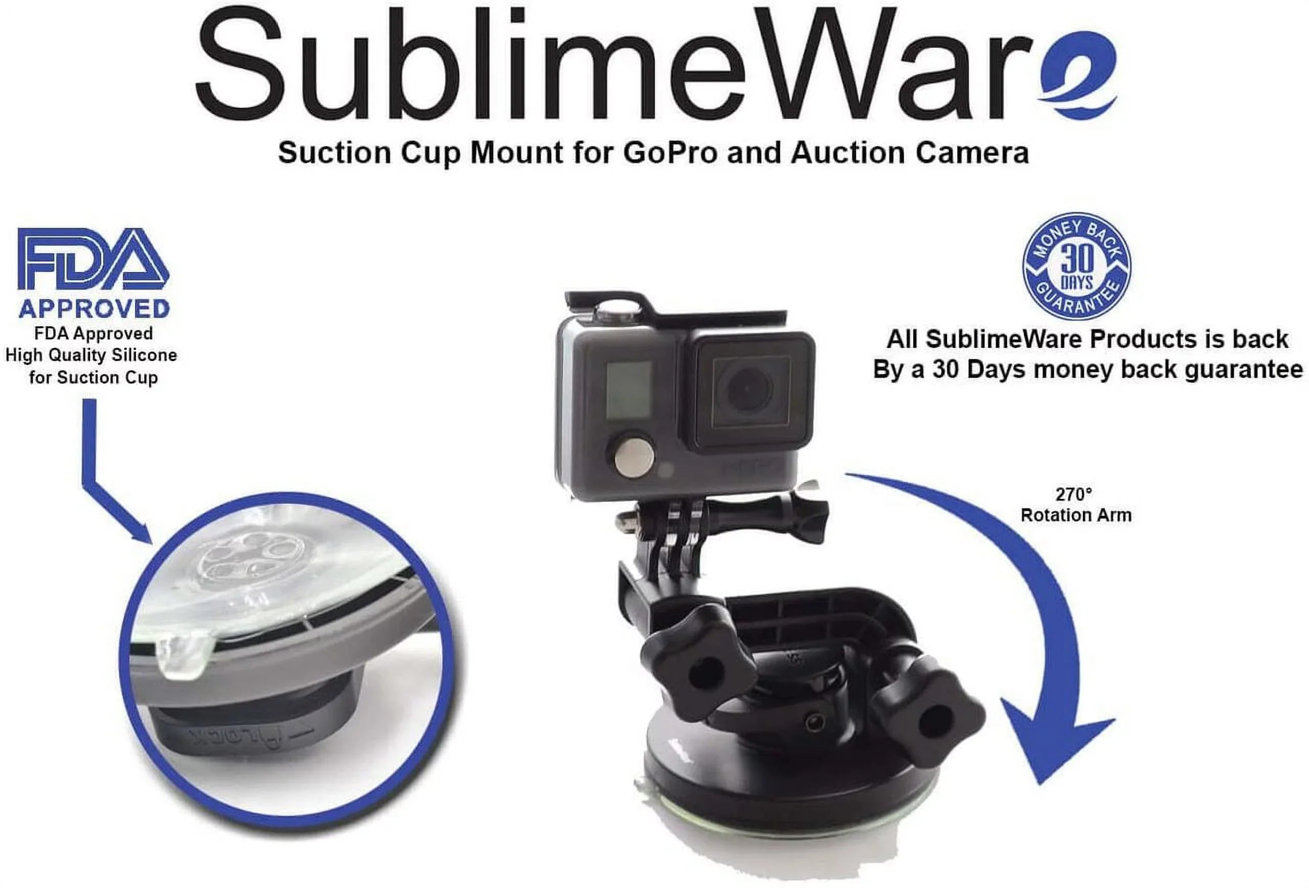Suction Cup for Gopro Mount Car Windshield Window Vehicle Boat Camera Holder for Gopro Suction Cup Mount Windshield Mount - for GoPro Max 360 Hero 8 Black Hero 7 Hero6 Hero5 Hero4  by Su