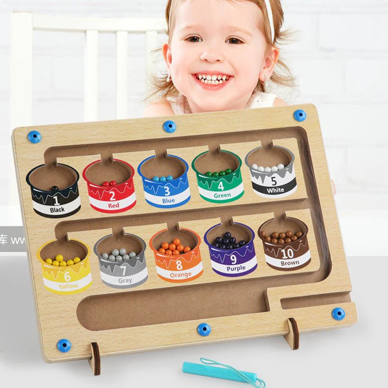 Montessori Magnetic Maze Toy with Beads, Colour Sorting Board Toddlers