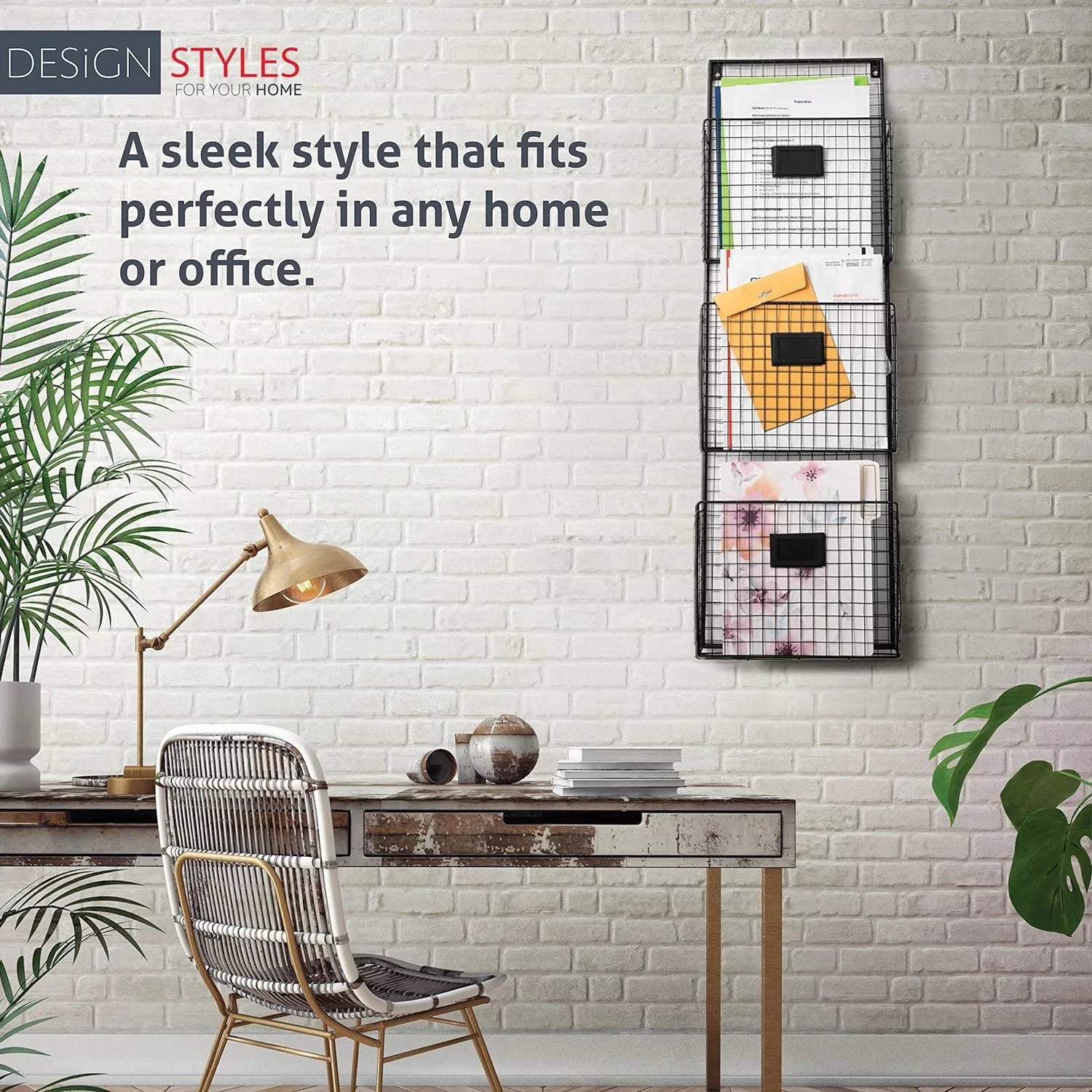 Black Wired 3 Tier Wall File Holder