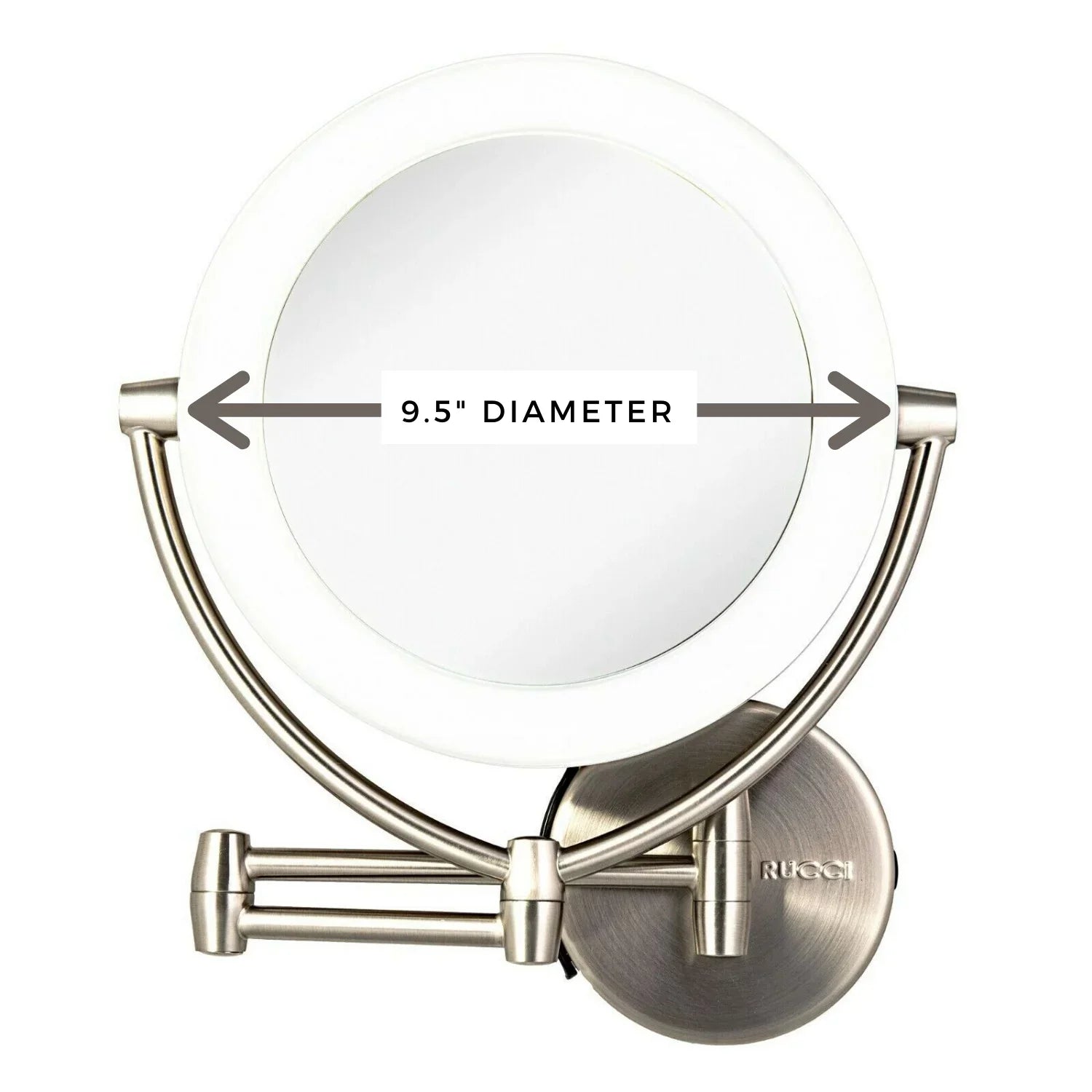 Rucci M1000 13.5 in. 1x & 10x Magnifying Lighted Makeup Vanity Mirror with 3 Touch, 3 Tones,  Adapter & Battery