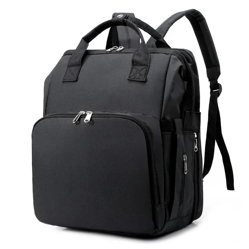 Backpack with Foldable Crib, USB Port, Bottle Holder