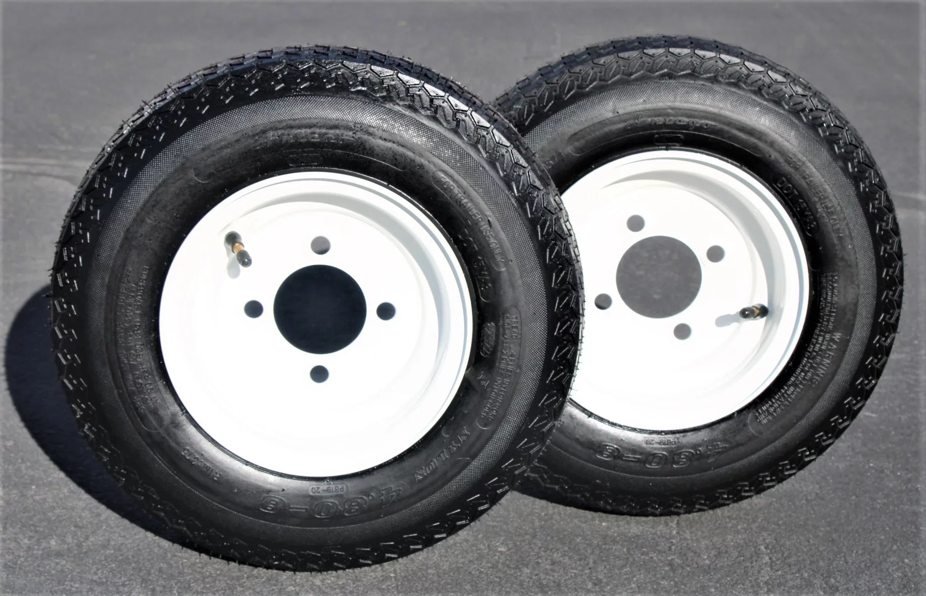 Antego Tire and Wheel 2-Pack Antego Trailer Tire on Rim 480-8 4.80-8 Load C 4 Lug White Wheel