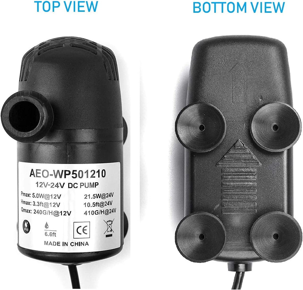 12V - 24V  Brushless Submersible Water Pump, 410GPH, for Solar Fountain, Fish Pond, and Aquarium 410GpH 1 Pack