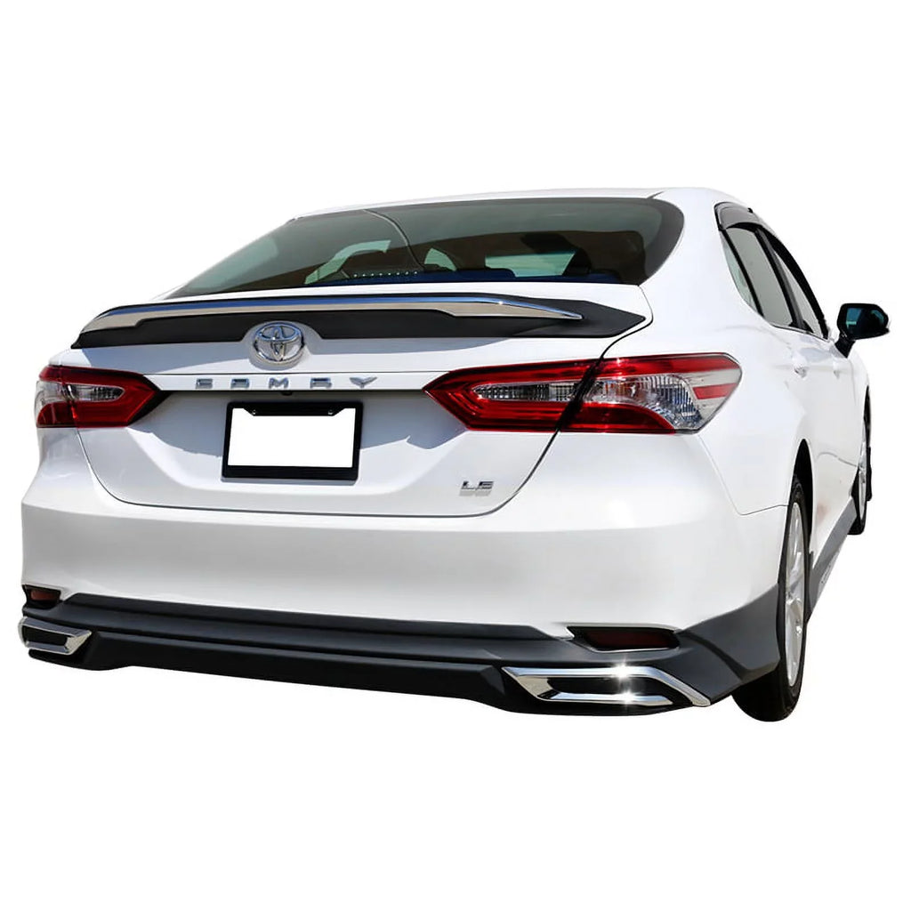 Ikon Motorsports Compatible with 18-23 Toyota Camry   Style Rear Trunk Spoiler Wing With Chrome Trim 2018 2019 2020 2021