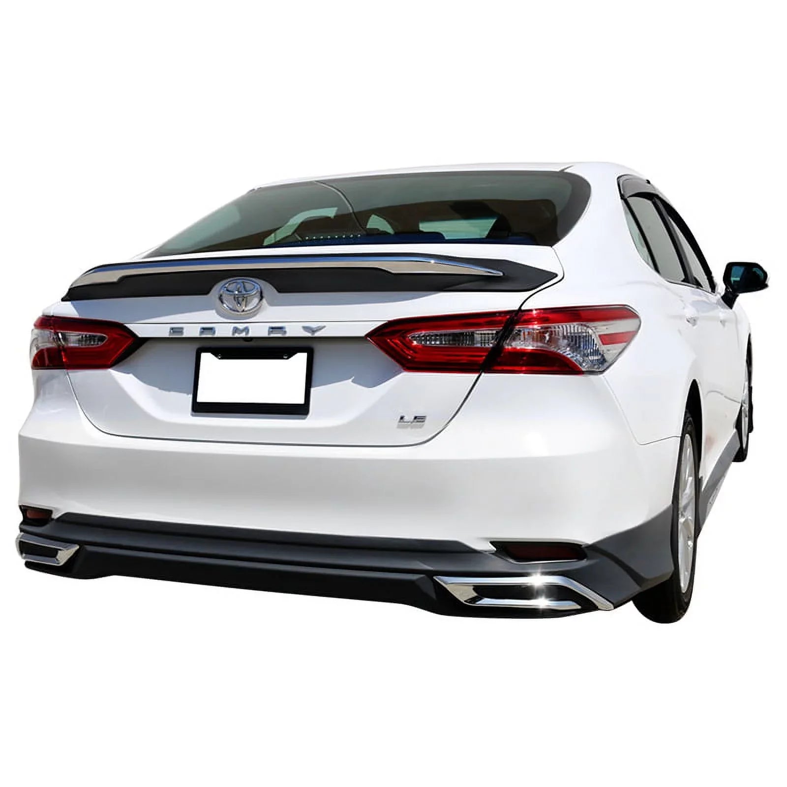 Ikon Motorsports Compatible with 18-23 Toyota Camry   Style Rear Trunk Spoiler Wing With Chrome Trim 2018 2019 2020 2021
