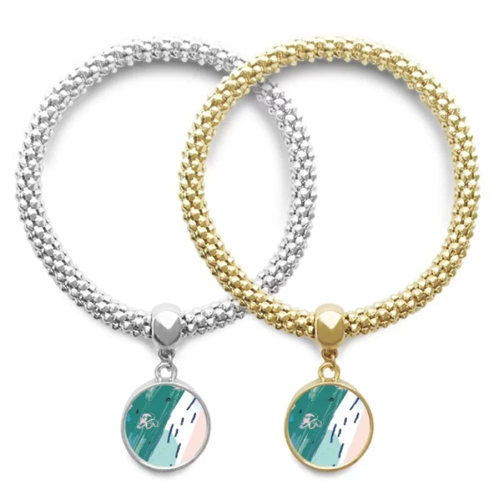 Rivers s Art Pattern Lover Bracelet Bangle Pendant Jewelry Couple Chain