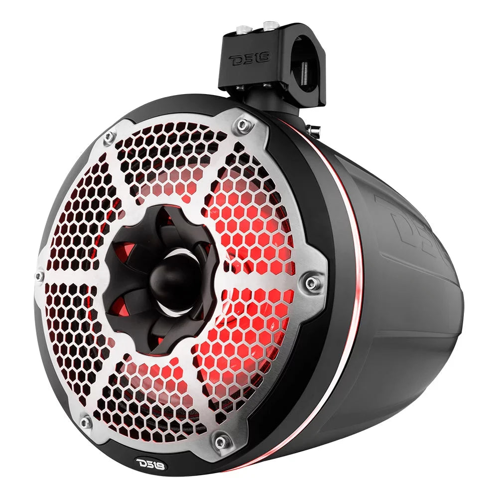 DS18  10" Neodymium Marine Towers w/Built-In Passive Radiator, 1" Driver &amp;   Lights - 900W - Black