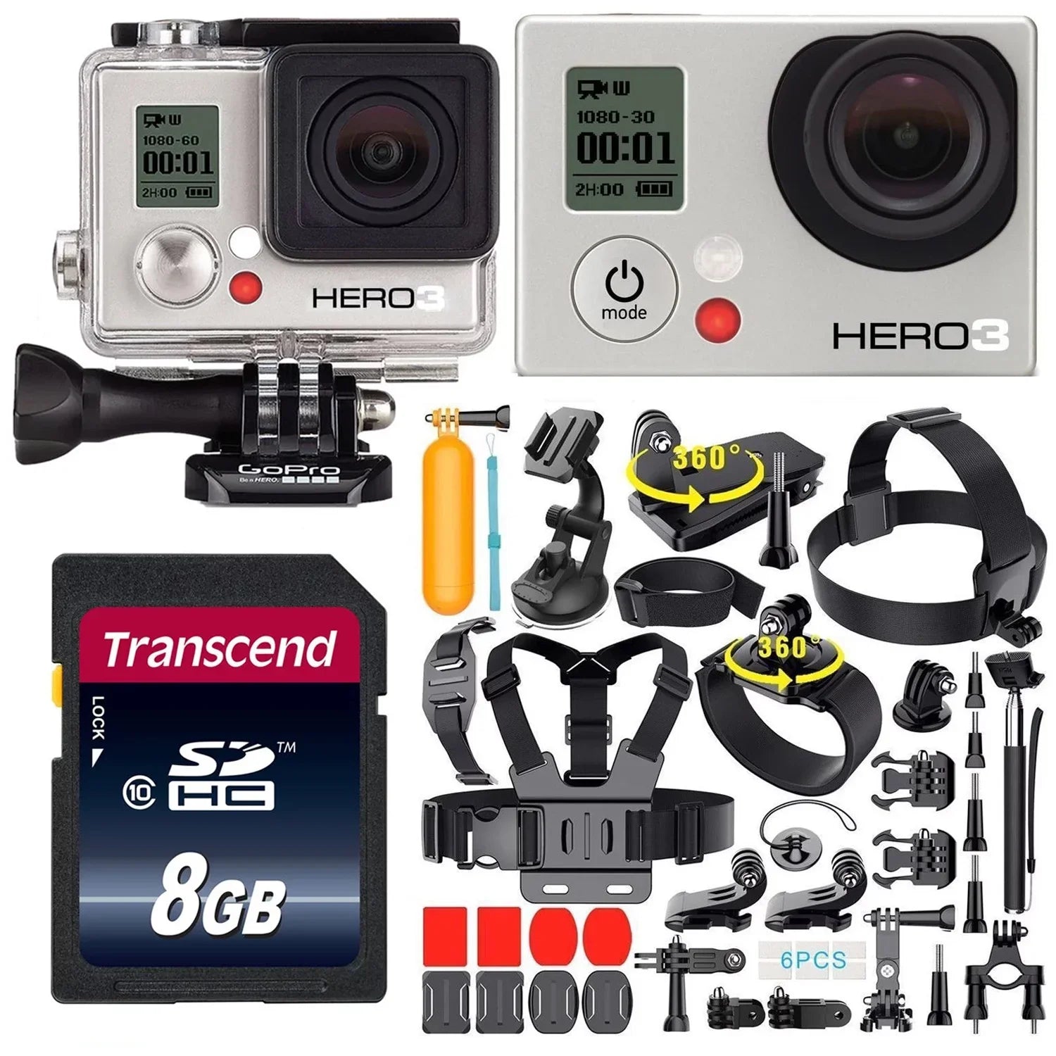 Restored GoPro HERO3 White Edition 1080p Camcorder -301 With 35-In-1 Action Camera Accessory Kit (Refurbished)