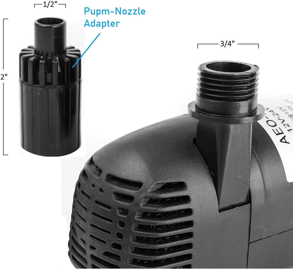 12V - 24V  Brushless Submersible Water Pump, 410GPH, for Solar Fountain, Fish Pond, and Aquarium 410GpH 1 Pack