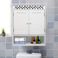 UBesGoo Wall Mounted Medicine Cabinet, Bathroom Storage Cabinet with Double Doors and Open Shelf for Kitchen Home Hotel, White