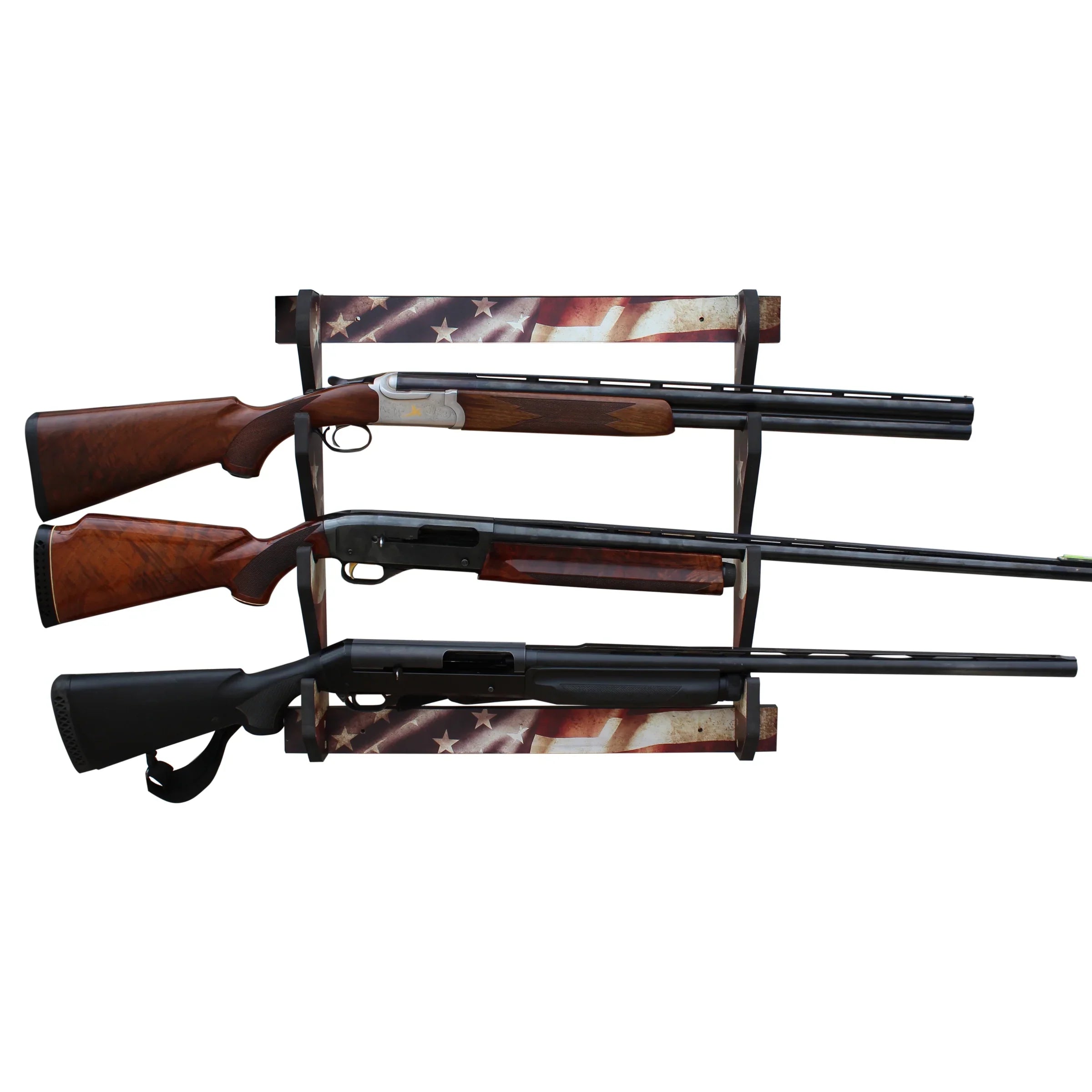 Rush Creek Creations Indoor 3 Rifle/Shotgun Wall Storage Display Rack Americana Finish - Convenient Easy Assembly