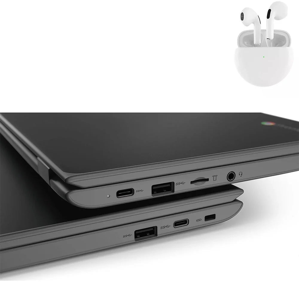 PreOwned Lenovo 100e Laptop 11.6" Intel Processor 4GB  64GB  Windows 10 Pro with Wireless Earbuds (scratch and dent)