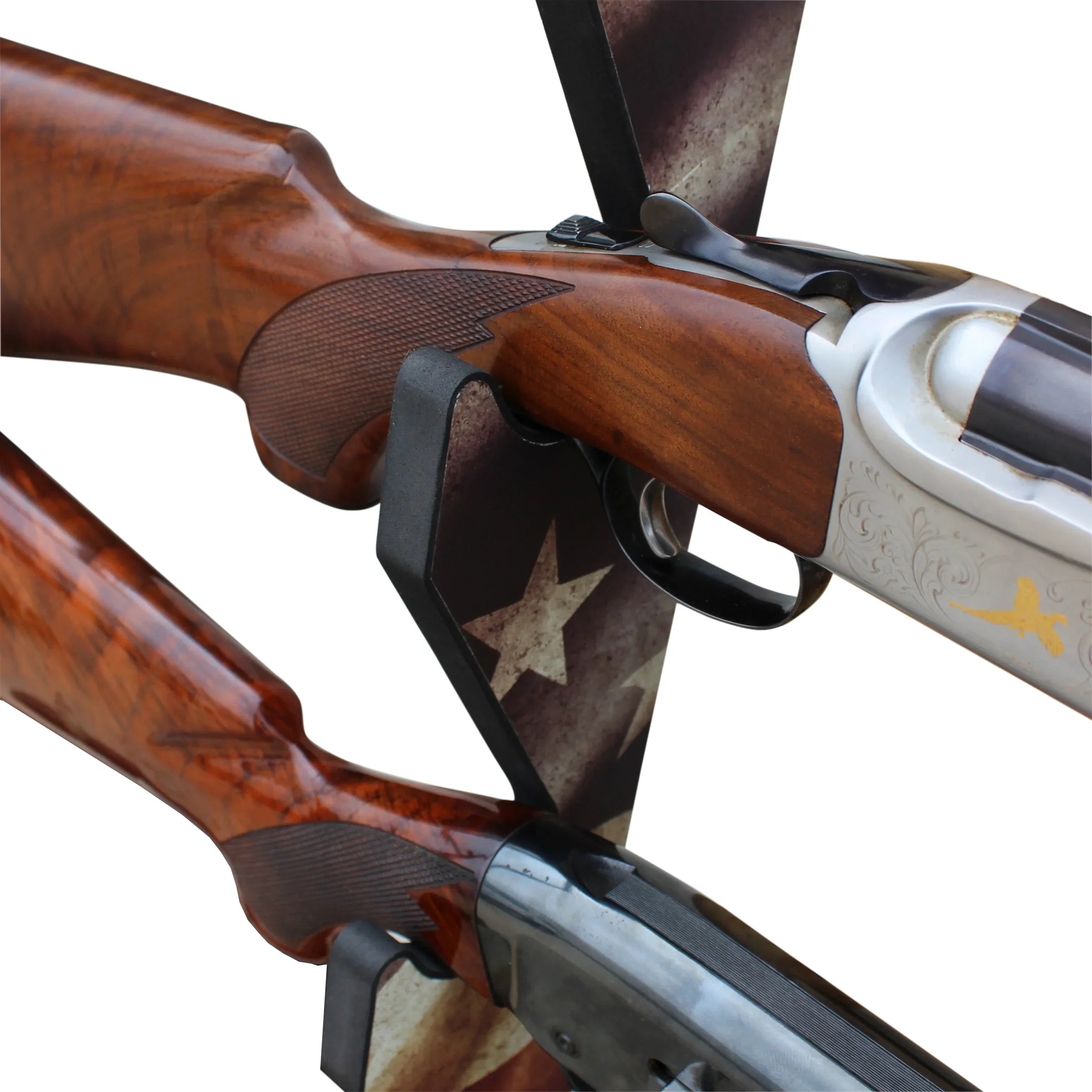 Rush Creek Creations Indoor 3 Rifle/Shotgun Wall Storage Display Rack Americana Finish - Convenient Easy Assembly