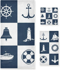 Bestwell Bath Towel Sets for Bathroom Hand Towels Fingertip Towels Sailing Vessel Anchor Lighthouse Checked 3 Piece Decorative Soft Cotton Absorbent