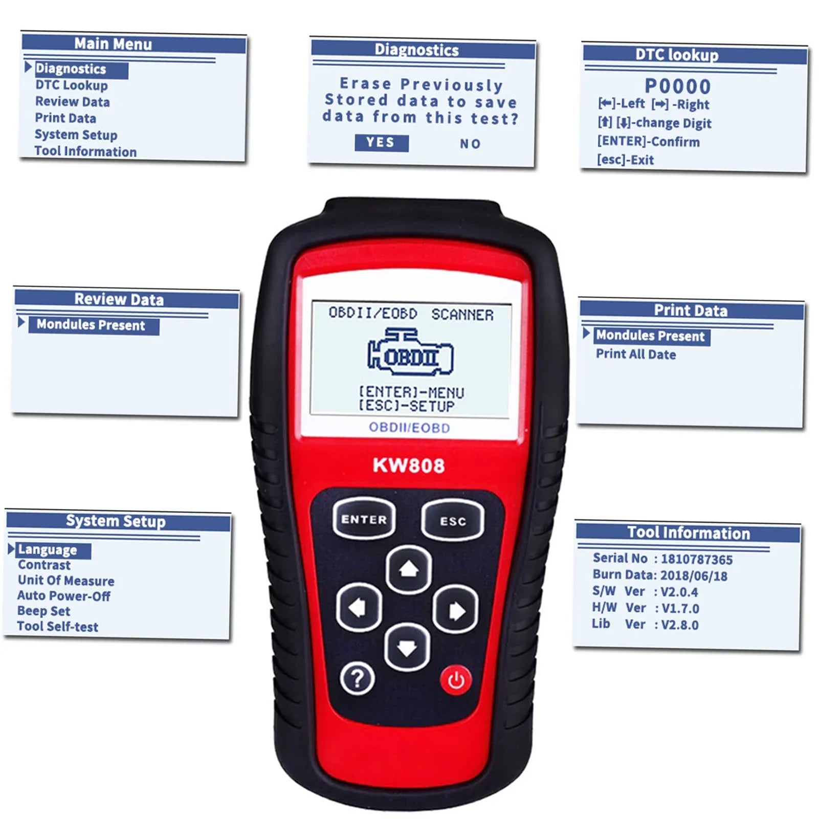 /  Cars Code Reader and Auto Scanner Detection Decoder KW808