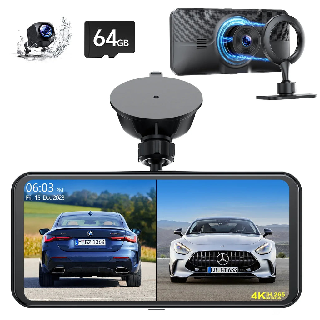 6.25" Portable Apple Carplay Android Auto Screen with 4K Ultra  Dash Cam, Wireless Car Play for  Navigation, Bluetooth Car Stereo, Backup Camera Park Assist, Mirror Link Car Radio Receiver
