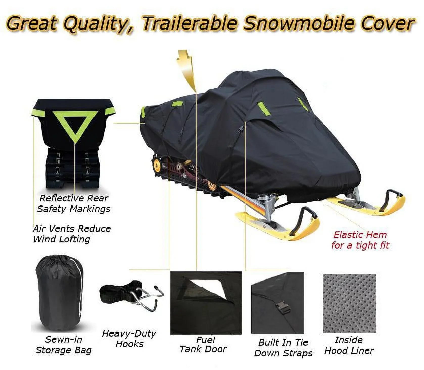 Snow Cover Compatible for 2020-2020 Arctic Cat snowmobile model M 8000      165, Trailerable 600 Denier Snow Machine Sled Gear