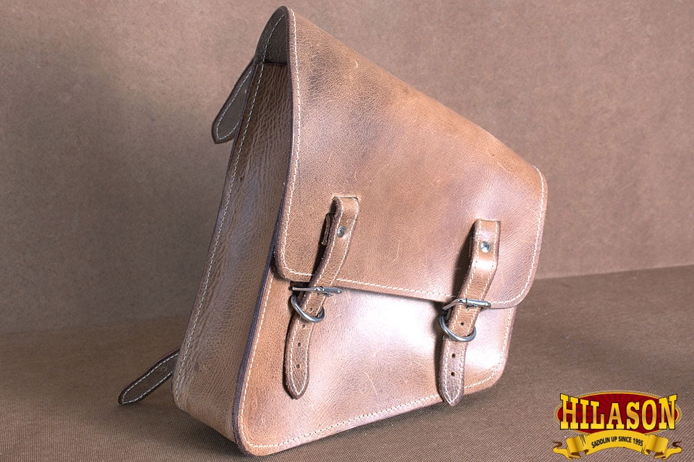 89HS Motorcycle Bike Right Side Saddle Bag Leather Softail Rigid Hilason