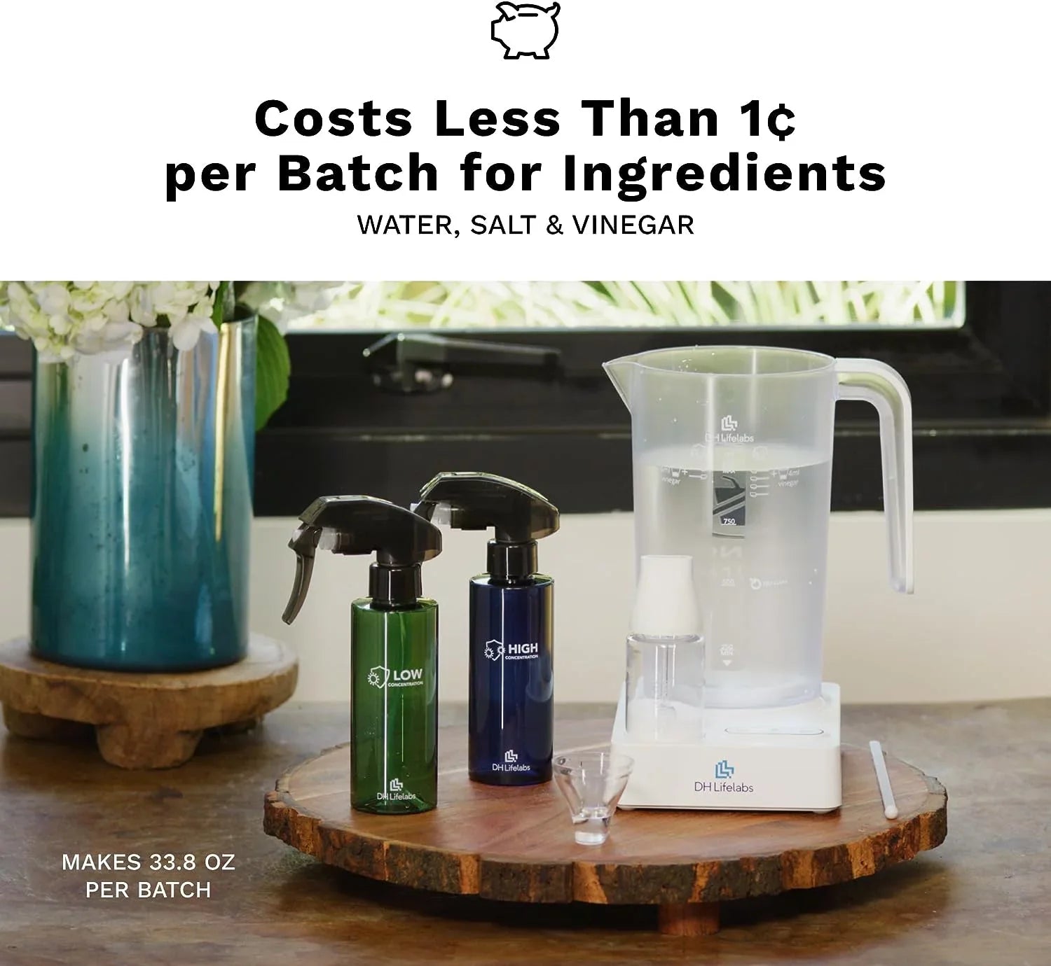 Lifelabs | Aaira Surface Multi - Purpose Cleaning & Disinfectant  Generator | Eliminates 99.9% of Germs | Odor Eliminator Mold Mildew Pets Smoking | Create Household Cleaner Supplies at Home