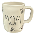 Rae Dunn  Ivory Ceramic Mug Black  Letters Black Daisys 16 oz dishwasher safe may get hot in Microwave Mother's Day