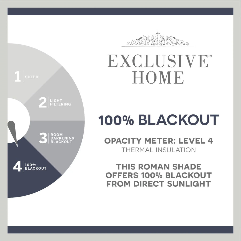 Exclusive Home Montague Trellis Total Blackout Roman Shade, 34"x64", Silver