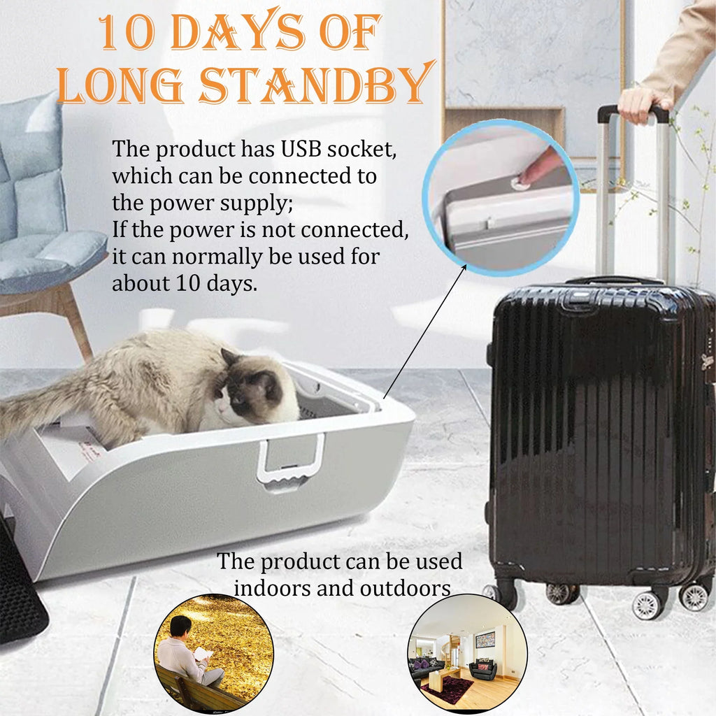 Suhaco Automatic Cat Litter Box Self Cleaning Litter Box Smart Intelligent Sensing Anti-pinch No Scooping Odor Removal  Control with Hood & Litter Mat