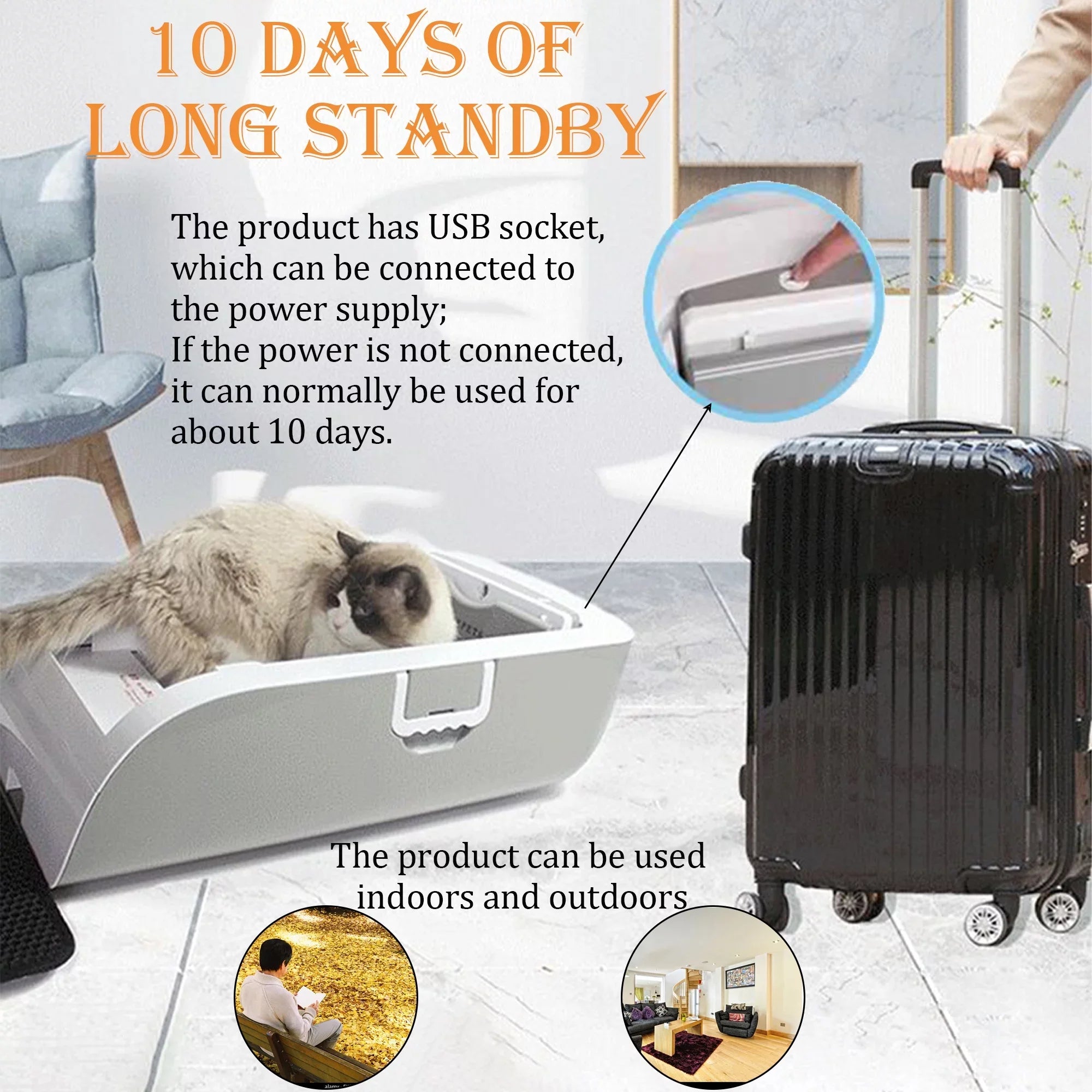 Suhaco Automatic Cat Litter Box Self Cleaning Litter Box Smart Intelligent Sensing Anti-pinch No Scooping Odor Removal  Control with Hood & Litter Mat