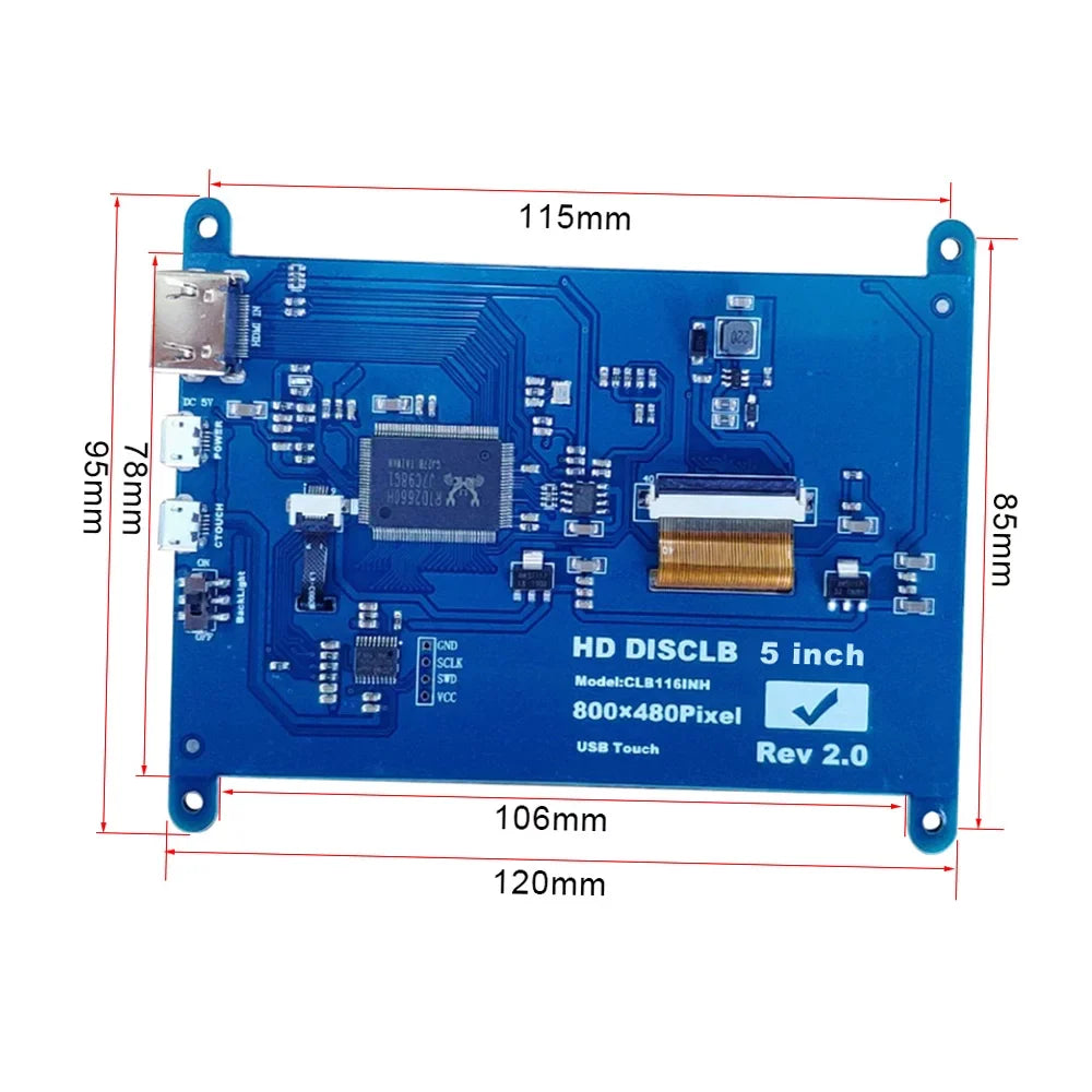 Andoer 5 Inch  Capacitive Touchscreen Display 800*480 Resolution Small Portable Monitor with   Interface Compatible with Raspberry Pi Tool