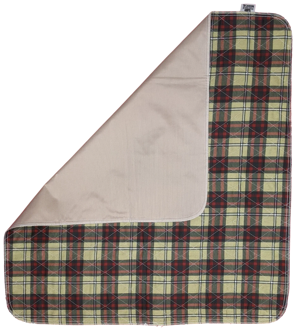 24 Pack Bed Pad Washable Incontinence Underpad - Absorbent Stain Masking Urinary Protection for Seniors Children 34 x 36 Plaid