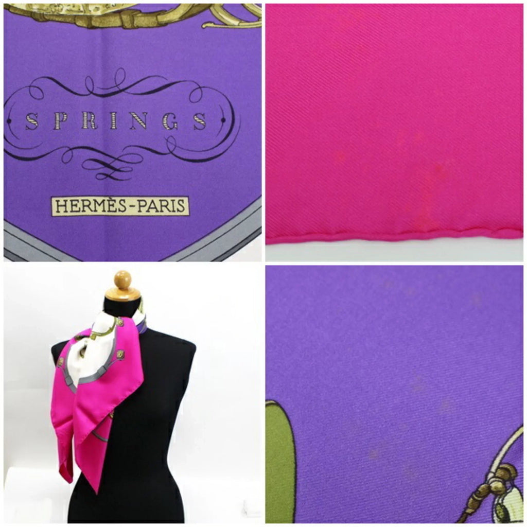 Pre-Owned Hermes Scarf Carre 90 "" Springs Pink  | For Ladies (Good)