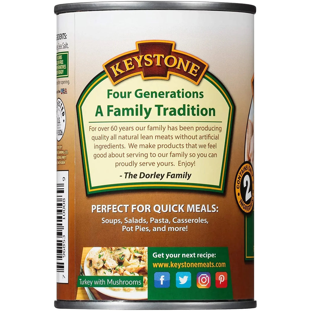 (3 Pack) Keystone All Natural Turkey 14.5 oz Can  Emergency Survival Food For Camping Hiking and Backpacking Ready to Eat