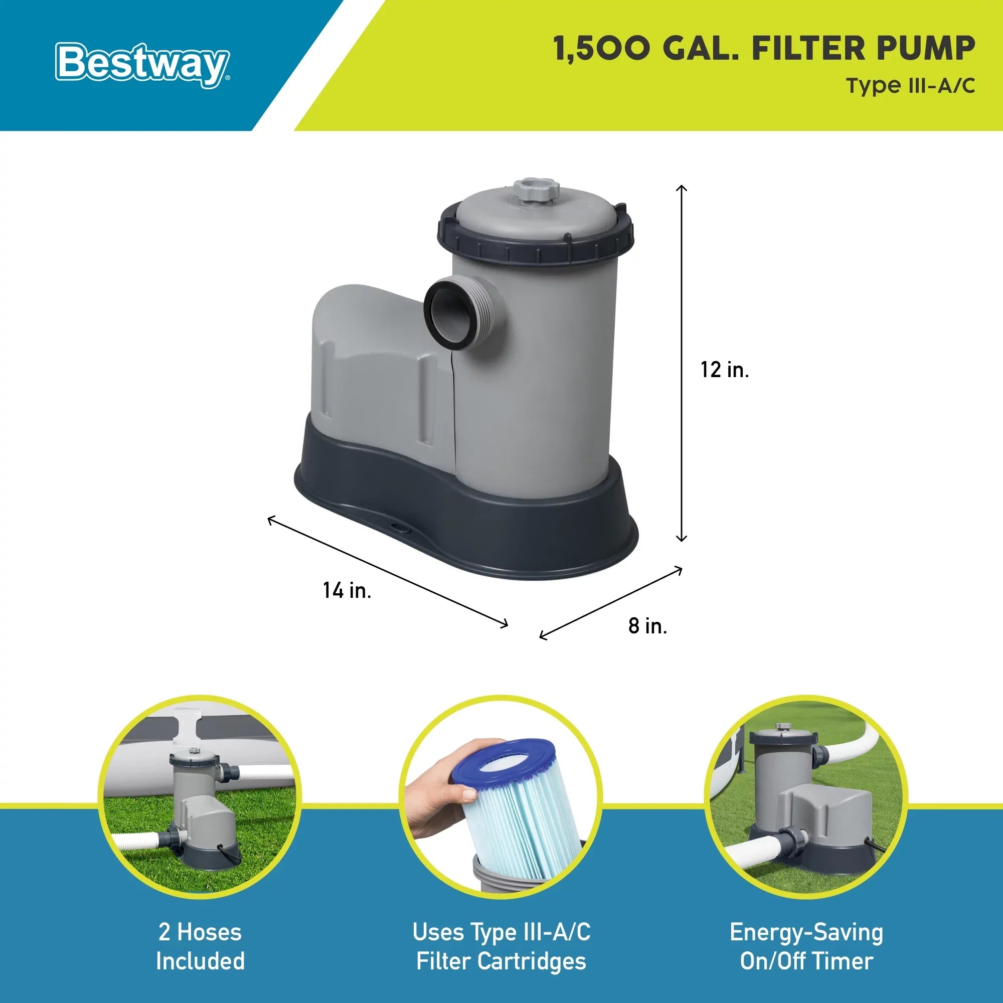 Bestway 58390E Flowclear 1500  Filter Pump for Above Ground Pools