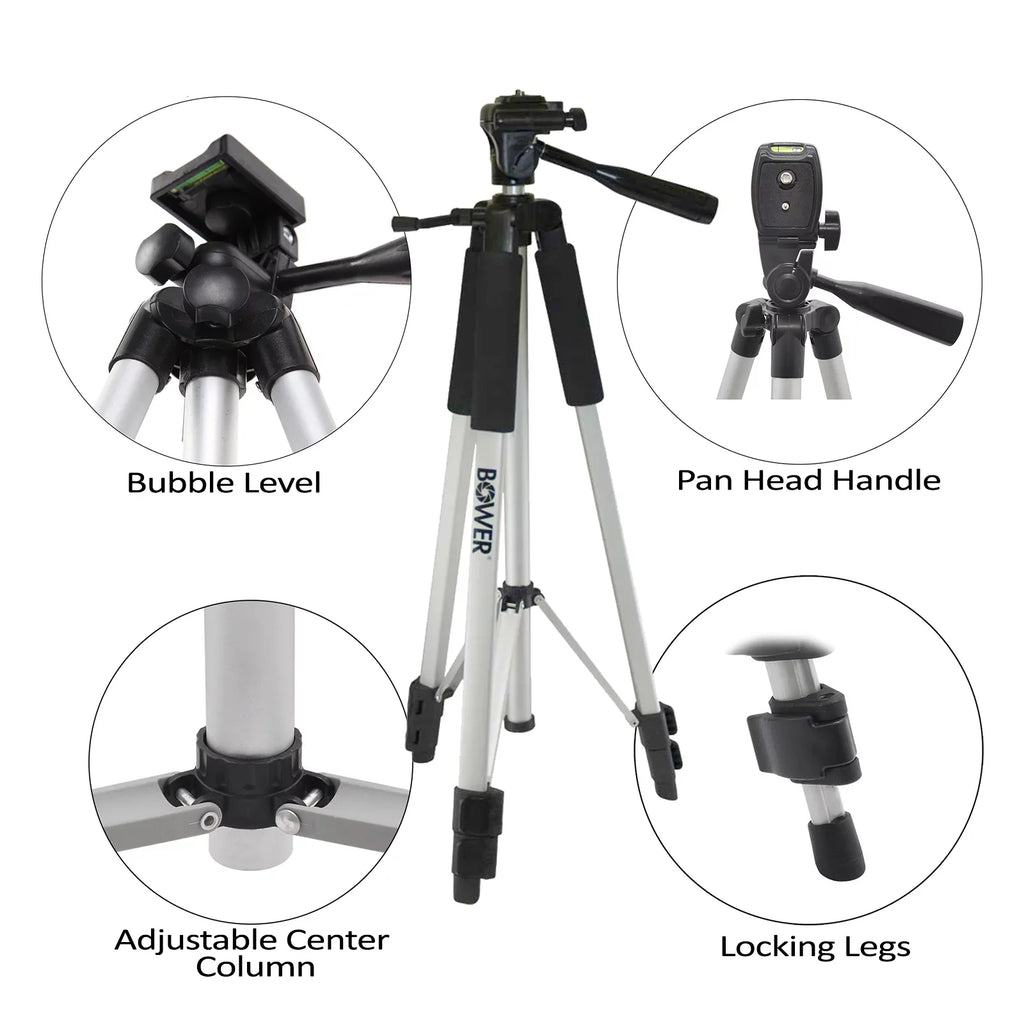 UltraPro 59" Inch Full-Size Aluminum Camera Tripod with Universal Smartphone Mount + Remote Control Compatible with iPhone/Android Cell Phone, Includes UltraPro Bonus Microfiber Cleaning Cloth