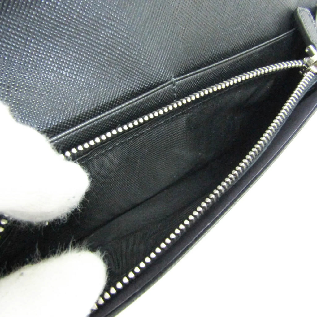 Pre-Owned Prada Saffiano 2M0836 Men's Leather Long Wallet (bi-fold) Black (Good)