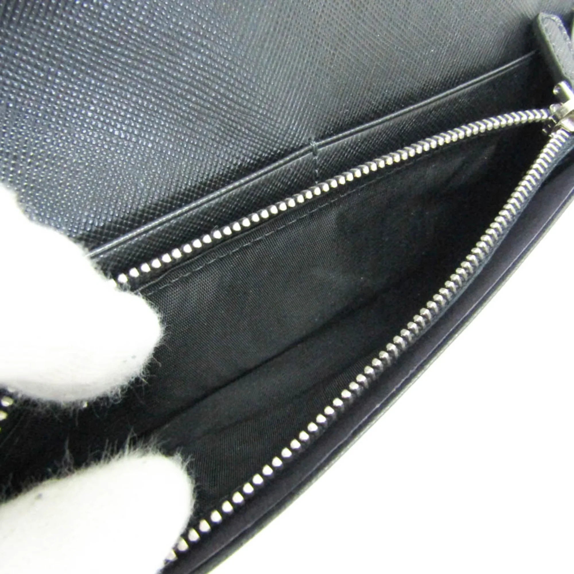 Pre-Owned Prada Saffiano 2M0836 Men's Leather Long Wallet (bi-fold) Black (Good)