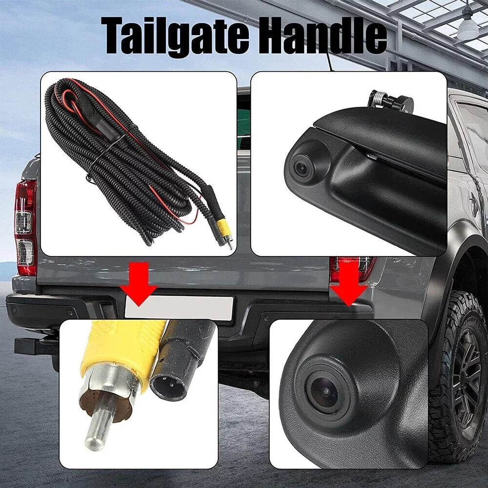Ford F150 F250 Rear View Camera Kit with Wiring & Tailgate Handle, High Definition , 150-degree Wide Angle, Water-Resistant