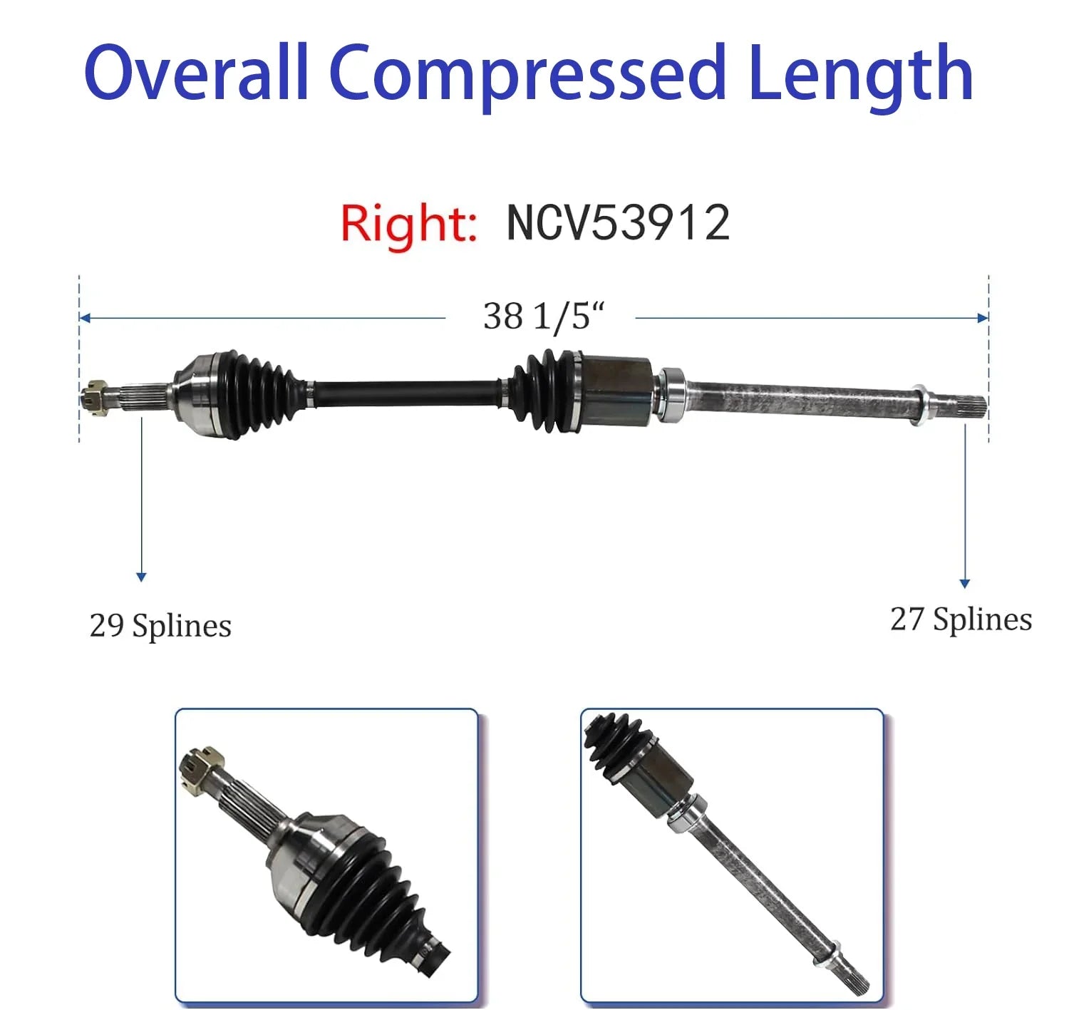 Pair  Axle Joint Assembly Front For 2007-2015 Nissan Altima, Rogue, Rogue Select Auto  Trans 2.5L NCV53911, NCV53912