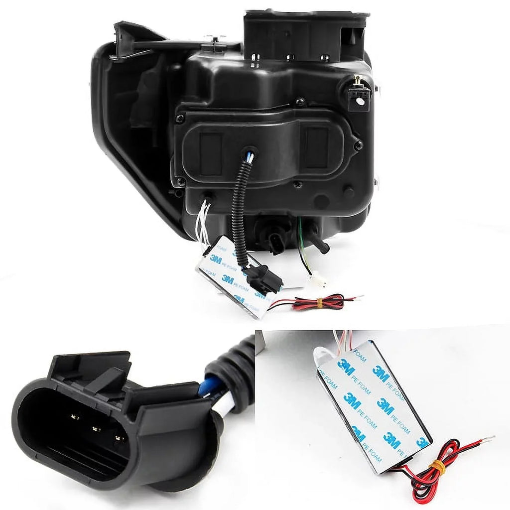 '- For 2007-2012 Nitro Dual  Halo Black Projector  Signal Headlights + Dark Red Tail Lights Combo