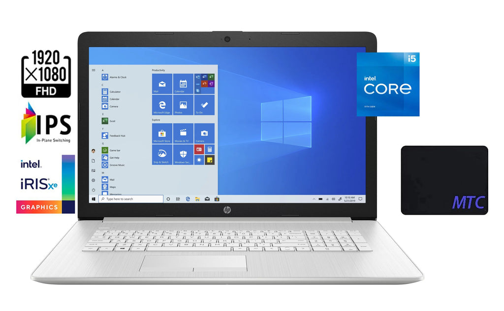 17.3"  (1920 x 1080) Laptop, Intel Core i5-1135G7 up to 4.2GHz, Intel Iris Xe Graphics, 8GB DDR4 , 256GB PCIe , Win10 Home, Webcam, Wifi 5, Natural Silver, With  Mousepad