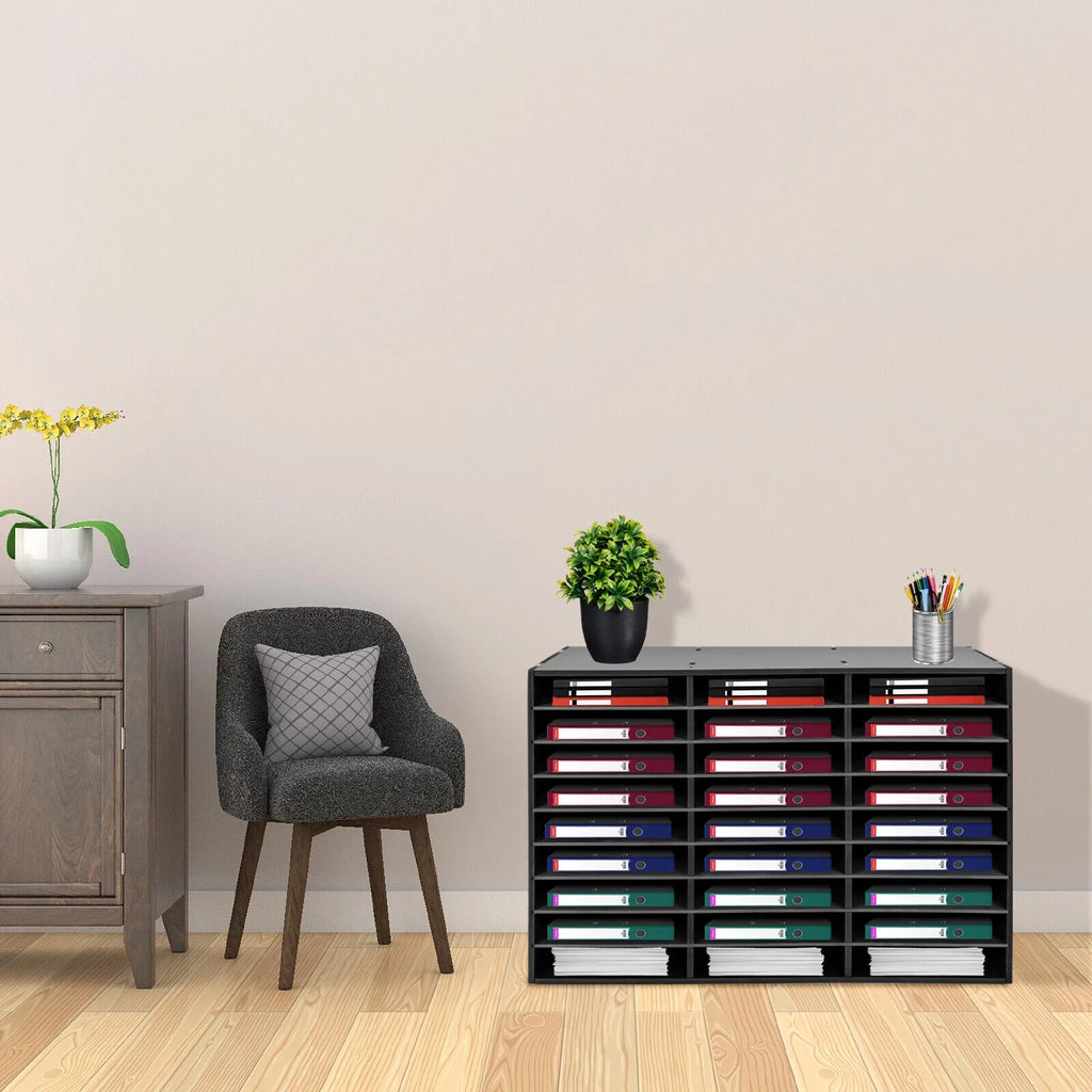 27 Slots File Sorter Literature Organizer Mail Paper Storage Holder Open Design