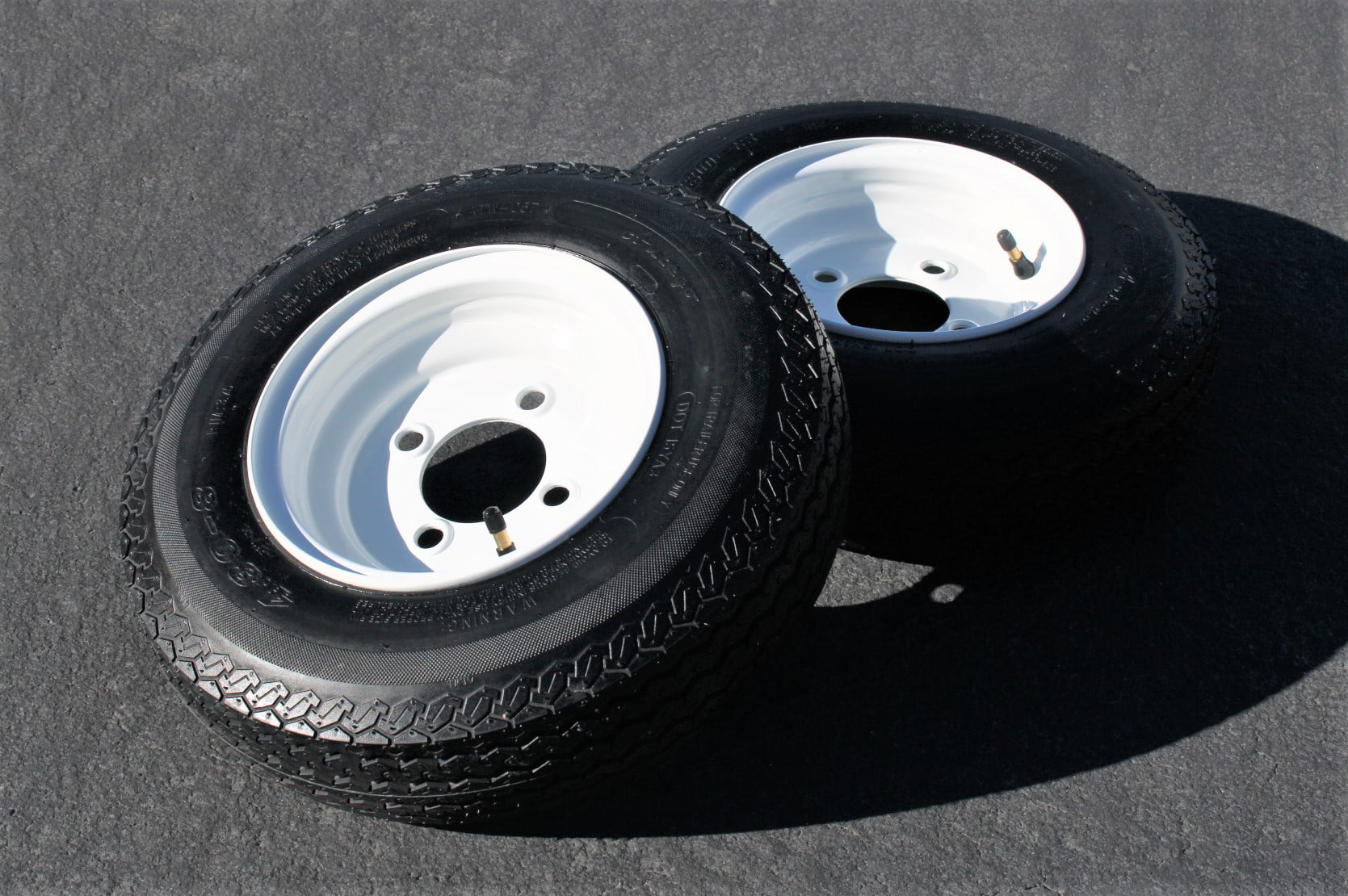 Antego Tire and Wheel 2-Pack Antego Trailer Tire on Rim 480-8 4.80-8 Load C 4 Lug White Wheel