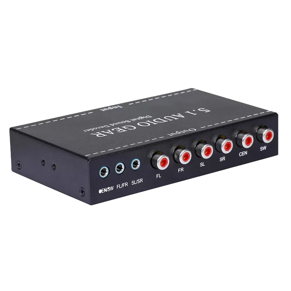 Anself -A6L 5.1 Audio Gear Digital Sound Decoder Audio Converter 3.5mm Audio Output Replacement for Dolby Digital -3 Plug