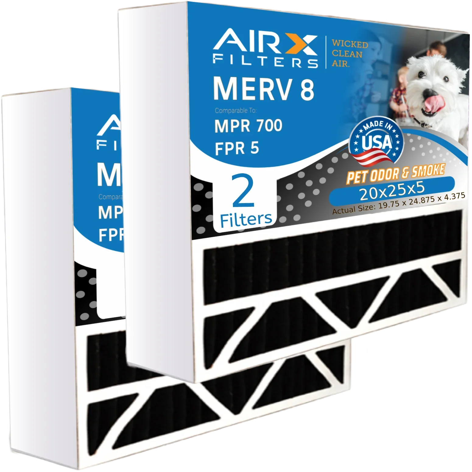 20x25x5 Air Filter Odor Eliminator Carbon Filter  8 Comparable to  700 &  5 Compatible with Honeywell FC100A1037 2 Pack by     .