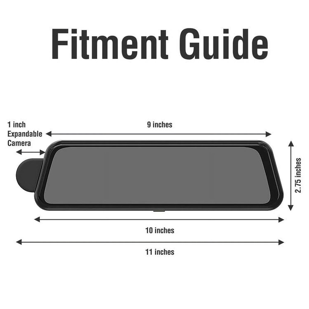 Arc4K 10" Rear-View Mirror Camera, Dual-Channel Front and Rear, Touchscreen, Parking Mode, Seamless Magnetic Mount Design